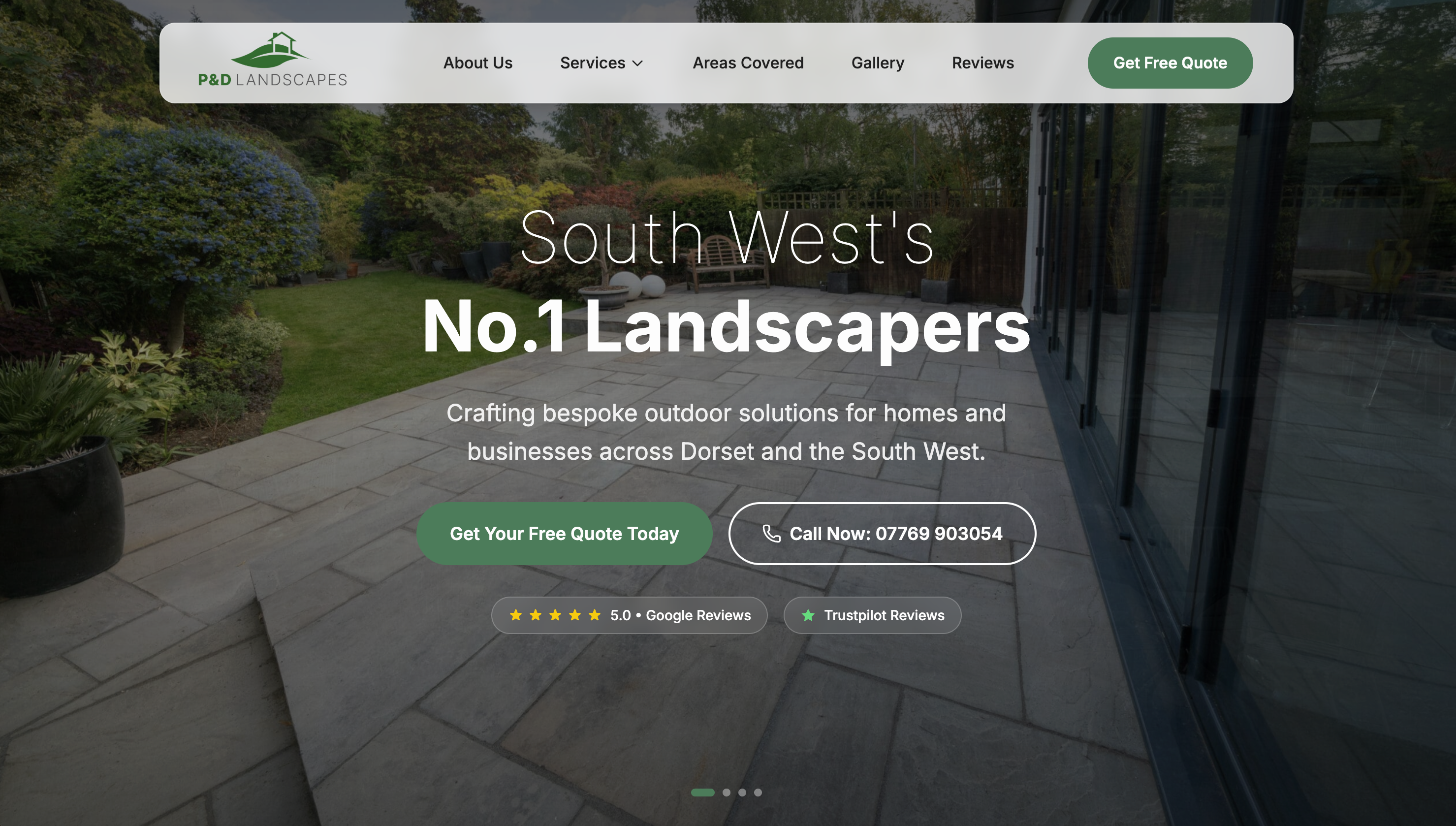 P&D Landscapes website screenshot
