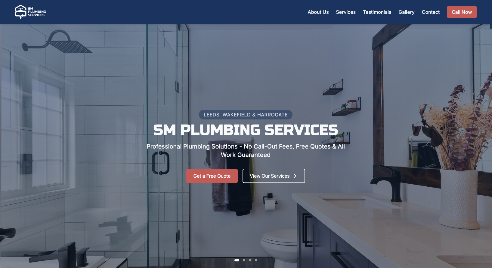 SM Plumbing Services website screenshot